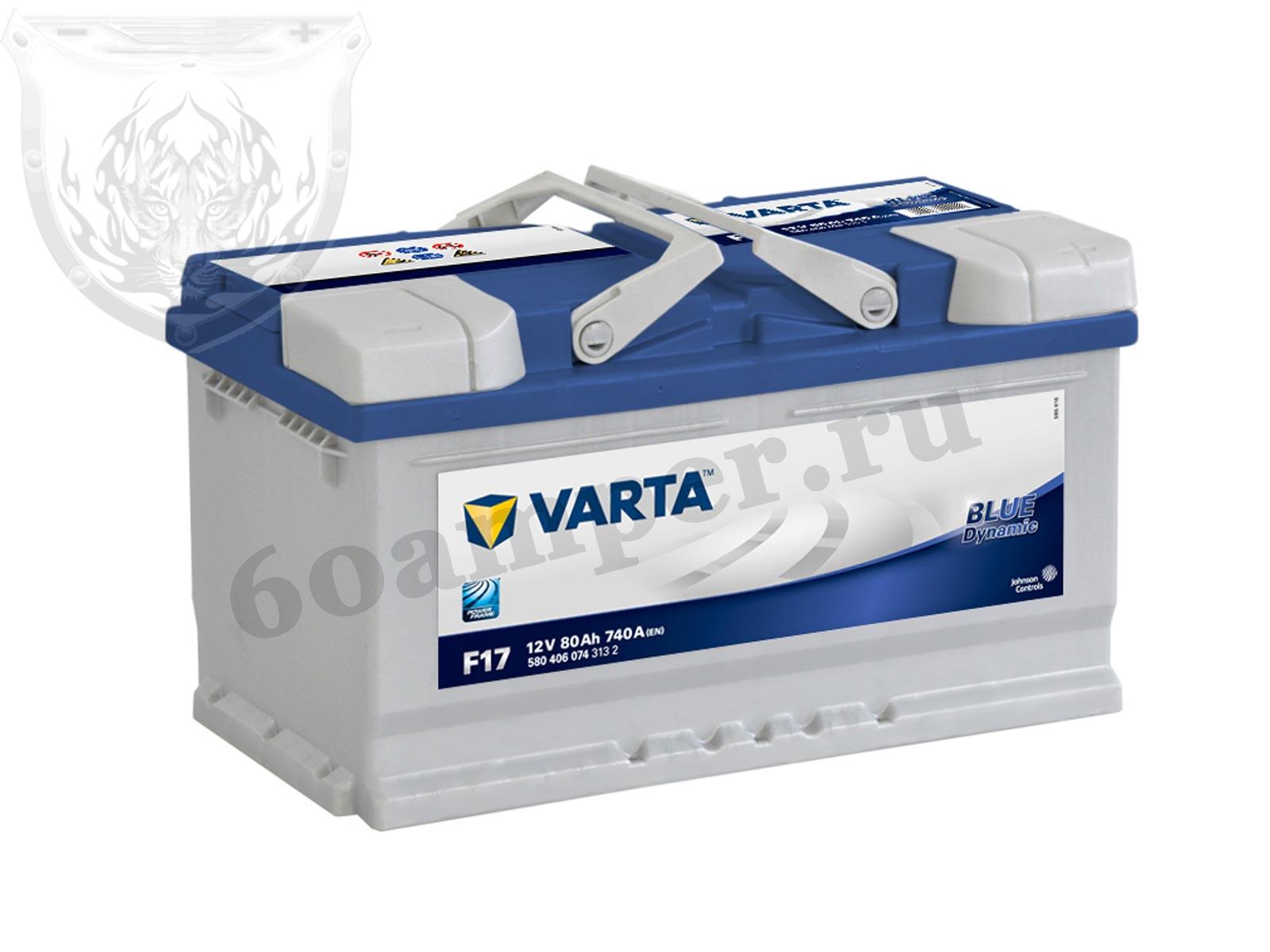 Изображение Аккумулятор VARTA 80 А*ч Обратный Низкий BLUE F17 (580 406 074) : №1