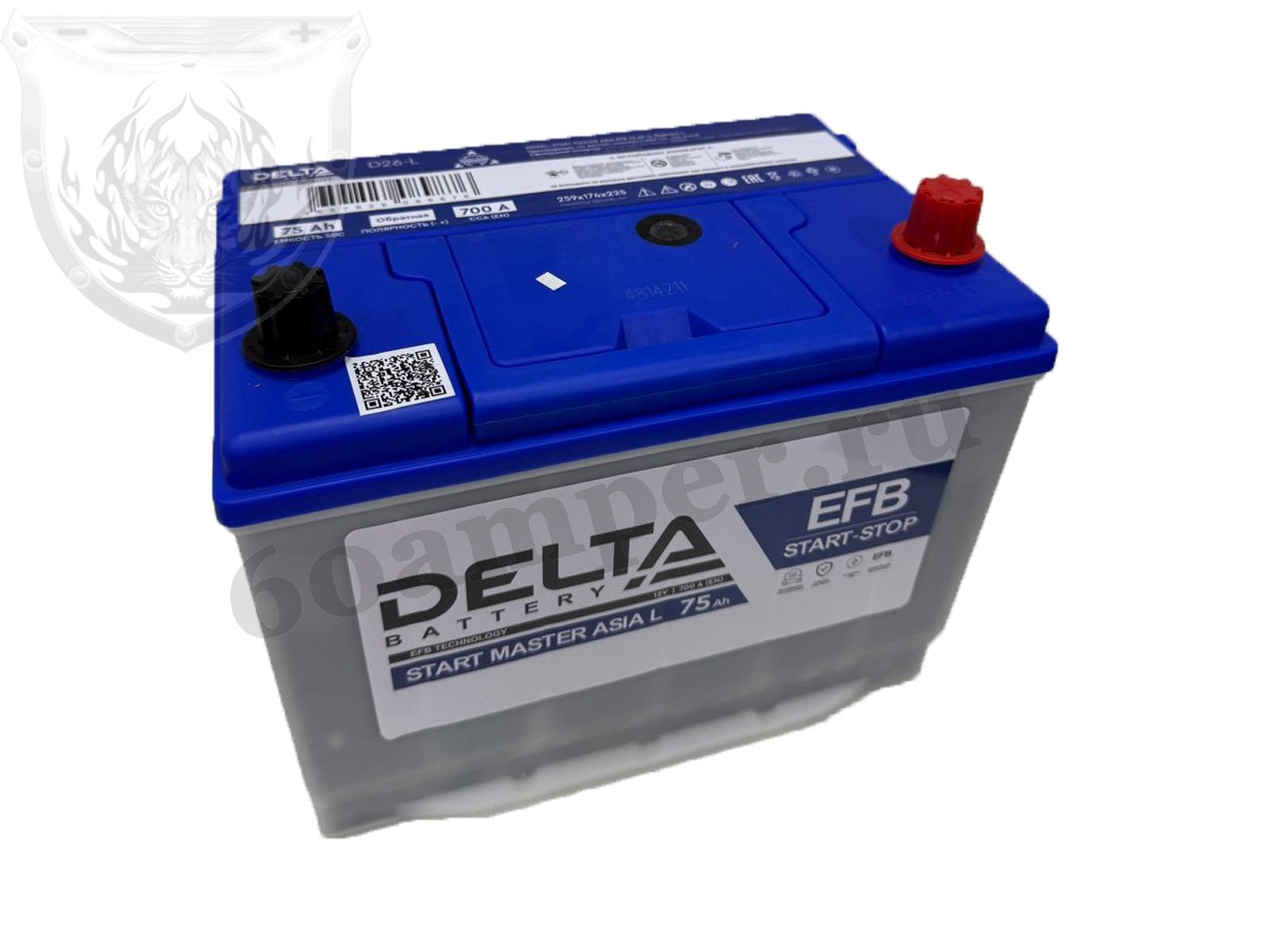 Изображение Аккумулятор DELTA 75 А*ч Обратный EFB ASIA : №1